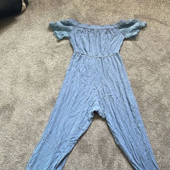 Hint Of Blush Navy Blue Off Shoulder Romper Size S - Picture 5 of 11